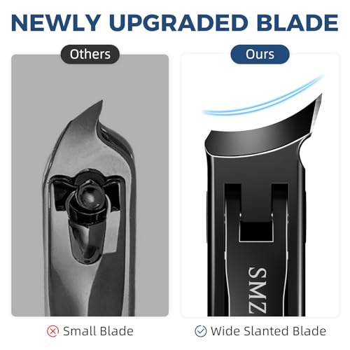 Slanted Toenail Clippers, Wide Opening Ingrown Nail Clippers for Men | Toenail Clippers for Seniors Thick Toenails, Long Handle Toe Nail Clippers with Catcher - color: Black 2pcs