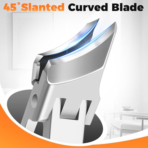 Nail Clippers for Men Thick Nails, Heavy Duty Slanted Toenail Clippers for Seniors Ingrown Toenails with Safety Lock, Large Fingernail Clipper Long Handle Nail Cutter Gifts for Men Women Adults - style: Silver Slanted Nail Clippers