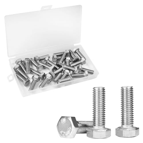 25 Pcs M8 Hex Bolts M8-1.25 x 25mm Hex Head Screw Bolt 304 Stainless Steel M8-1.25mm Hexagon Bolts Hex Head Screws, Metric Machine Fully Thread, Bright Finish - size: M8-1.25 x 25mm