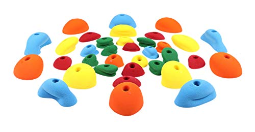 Atomik Rock Climbing Holds Set of 35 Steep Wall Holds in Assorted Bright Tones