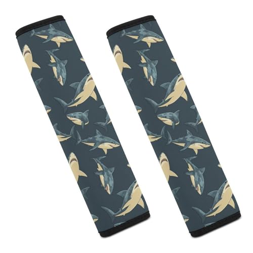 2PCS Soft Padded Car Seat Straps Shoulder Pads for Adult Use, Most Cars, Camouflage Sharks Shoulder Protector, Shock Absorption - color: Pattern 963