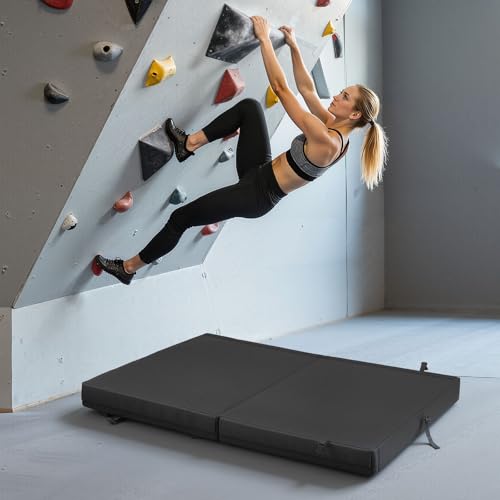 VEVOR Bouldering Crash Pad, Bi-Fold Rock Climbing Crash Pad with Adjustable Backpack Straps and Handle, Foldable Lightweight for Indoor Bouldering & Outdoor Climbing - size: 48.4 x 35.6 x 3.9 in / 1230 x 905 x 100 mm