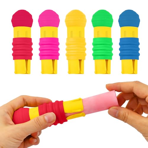 5 Pieces Railroad Chalk Holder Plastic Sidewalk Chalk Holders Colored Adjustable Chalk Clip Holder for Teachers Students Office