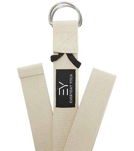 Everyday Yoga Strap with Metal D-Ring - Durable Stretching Strap for Yoga, Pilates, Flexibility & Physical Therapy (6ft, 8ft, 10ft) - color: Natural, size: 10 Foot