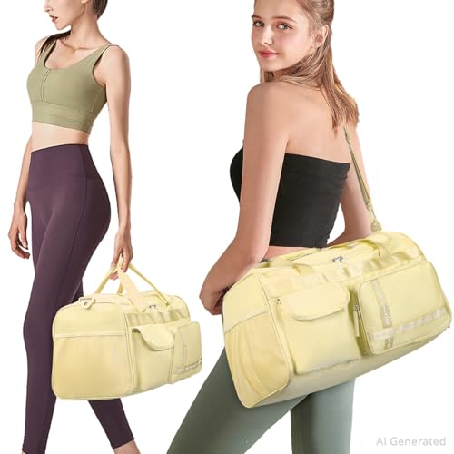MAXTOP Gym Bag for Women Men Travel Duffle Bag Large Capacity Carry On Weekender Overnight Bag With Shoe Compartment Gym Tote Dry Wet Separation Duffel Bag for Travel - color: Yellow, style: Gym Bag