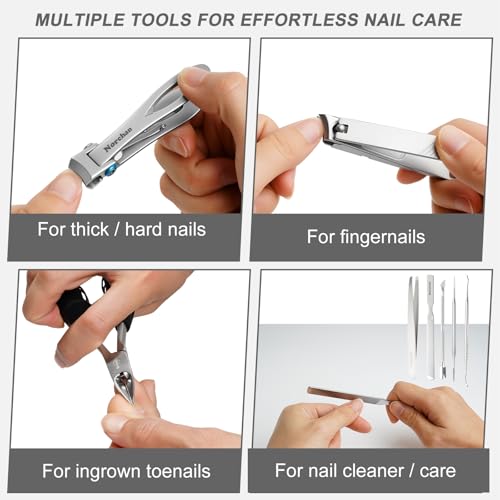 Heavy Duty Toenail Clipper Set for Seniors with Case | 8 in 1,Precision Sharp Blades,Great for Home and Travel