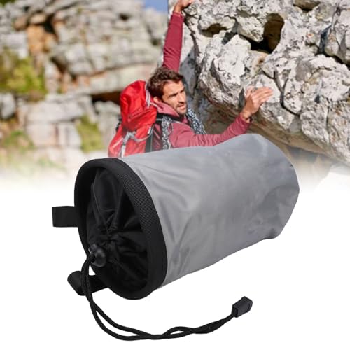 Alomejor Climbing Chalk Bag Oxford Fabric Chalk Pouch with Fleece Lining Adjustable Drawstring Zippered Pocket 19 X 12.5 X 12.5cm for Rock Climbing Gymnastics Weightlifting