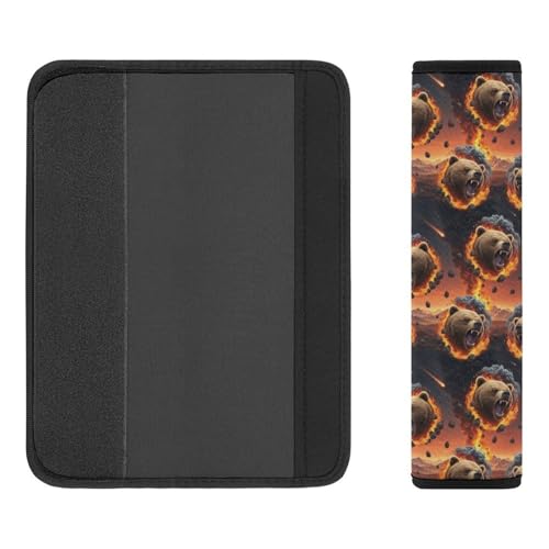 Universal Soft and Comfortable Fire Bear Wild Animal Seat Belt Cover for Kids, Most Cars, 2 Piece Seat Belt Covers Cushion Shock Absorption - color: Pattern 779
