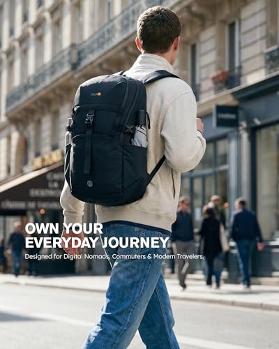 Tolaccea Daypack Backpacks Carry On 30L, Travel Backpack with Waterproof Zippers, Flight Approved Hand Luggage Casual Backpack for Men Women, Durable Bag for Work Business Hiking, Fits 15.6" Laptop - color: Black