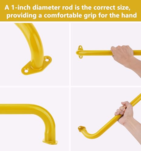BiJun 17 Inch Monkey Bars Heavy Duty Metal Playground Handles,Yellow 6 Pack | Indoor Outdoor Ceiling Grab Bars,Anti-Rust Steel,300LBS Capacity,for Backyard Climbing Frame Treehouse Wall Ladder - color: Yellow-6pcs