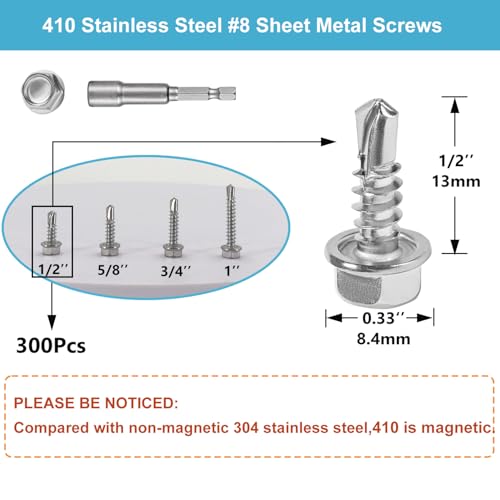 Sheet Metal Screws，Hex #8x1/2‘’（300） | Metal Fastener - color: Hex #8x1/2‘’（300）
