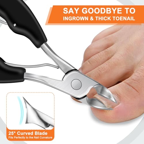 Toenail Clippers for Thick Toenails, DRMODE Heavy Duty Toe Nail Clippers for Thick Ingrown Nails for Seniors with Wide Opening, Professional Fingernail Clipper Nail Cutter Trimmer for Men with Catcher - style: 2PCS Toenail Clippers