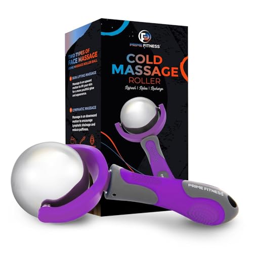 Cold Massage Roller Ball | Cold Therapy | Ice Roller Ball with Handle | cryo Stick | Relieve Muscle Pain (Purple) - color: Purple