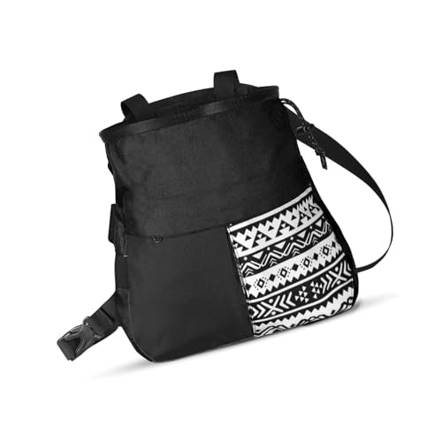 Mountaineering Chalk Bag, Large Capacity Sports Chalk Bag Holds 700g Powder, Wide Mouth Access, Trapezoidal Bottom, Dual Hanging Points for Rock Climbing Bouldering Training - size: Large Black