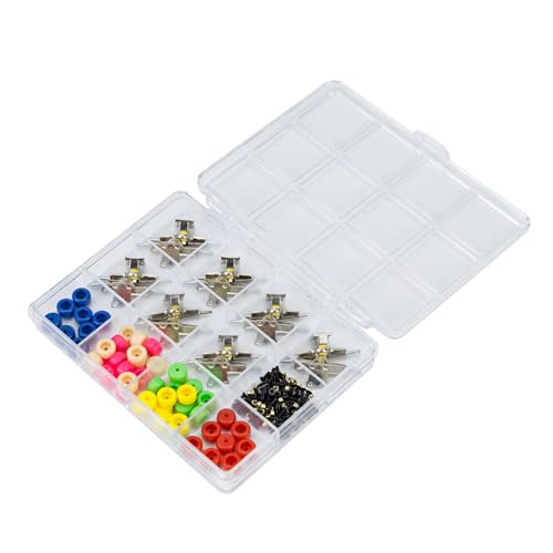 Fingerboard Repair Kit -Includes Box & Tools-Mini 96mm Finger Skateboard Parts Include 14 Brackets 48 Multicolour Wheels 60 Screws 30 Nuts 4 Screwdriver(Trucks-31mm & Box) - color: Trucks-31mm & Box