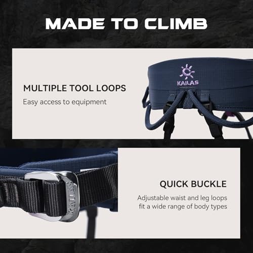 KAILAS Airo Rock Climbing Harness Men Roofing Harnesses Rescue Mountaineering Safety Belt Women Comfortable Lightweight - color: Navy Blue, size: X-Small