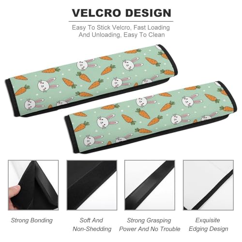 2PCS Cartoon Rabbit Cute Bunny Carrot Car Seat Belt Pad Universal Fit Seat Belt Covers Cushion for Kids, Car Seats Pushchair Strollers High Chair Pushchair, Easy Install (No Tool) - color: Pattern 903