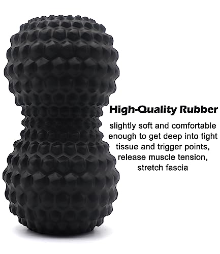 KITWILD Peanut Massage Ball, Double Lacrosse Massage Roller Ball, Black | Deep Tissue Muscle Massage, Physical Therapy, Myofascial Release, Muscle Knots, Yoga Therapy - color: Black
