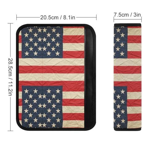 2PCS Retro American Flag USA Independence Day Car Seat Belt Pad Breathable Shoulder Protector for Girls and Boys, Most Cars, Anti-Slip Pad - color: Pattern 676