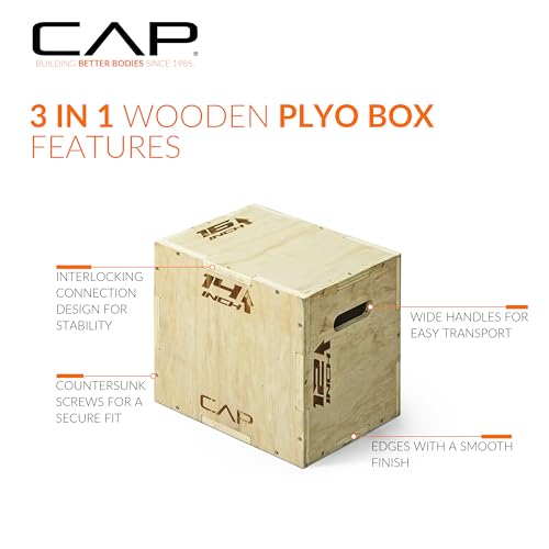 CAP Barbell 3-in-1 Plyometric Box | Multiple Styles and Sizes - size: 16in x 14in x 12in, style: WOOD