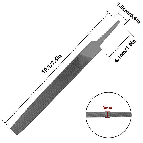 KALIM Flat Medium Cut File, Double Cut Teeth, 6'' Length, Made of High Carbon Steel, Hand File Without Handle Suitable for Wood, Metal, Sharpening, etc. - style: 6'' Flat File
