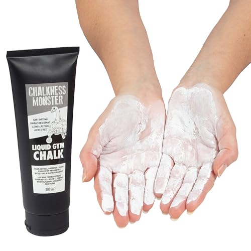 Liquid Gym Chalk - Mess-Free - Premium Sweat Resistant Long Lasting Grip - Quick Dry Hand Grip for Gymnastics, Rock Climbing, Power Lifting and More - Chalkness Monster - size: 200mL