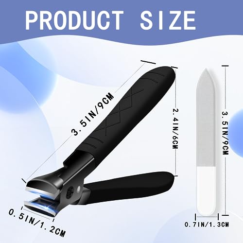 Heavy Duty Nail Clippers for Thick Nails, Anti-Slip Toenail Clipper Set for Seniors & Women at Home Salon - size: black