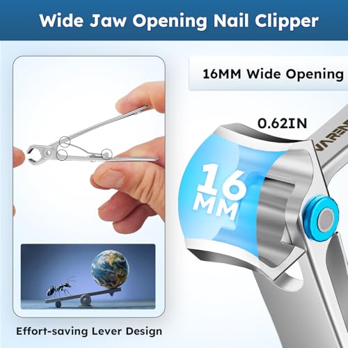 Nail Clippers for Seniors, Heavy Duty Ingrown Toenail Clippers with Long Handle， Wide Jaw Fingernail Clippers and Slanted Nail Cutter for Thick Nail for Men Women Pregnant Elderly 5Pcs - size: Wide Jaw 5pcs