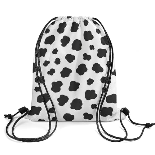Travel Drawstring Backpack Beam Bag Large Capacity for Volleyball Baseball Sports Equipment Men Women Unisex, Black White Milk Cow Spots Print Bags - color: Picture (21)