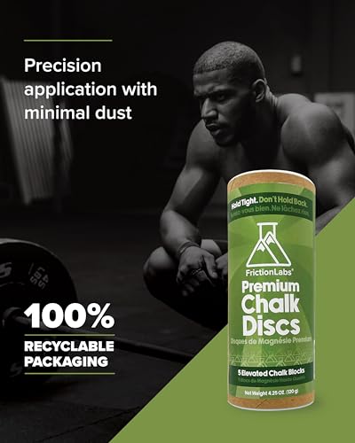 Friction Labs Chalk Refills - Premium Moisture-Absorbing Gym Chalk Blocks | Forr Rock Climbing, Weight Lifting, Gymnastics, & Bowling, Mess Free Gym Chalk, 5 Individual 0.85oz Block Chalk Discs