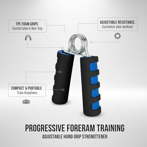 Adjustable Hand Grip Strengthener with Ergonomic TPE Foam Handles for Forearm & Finger Exercise - color: Black