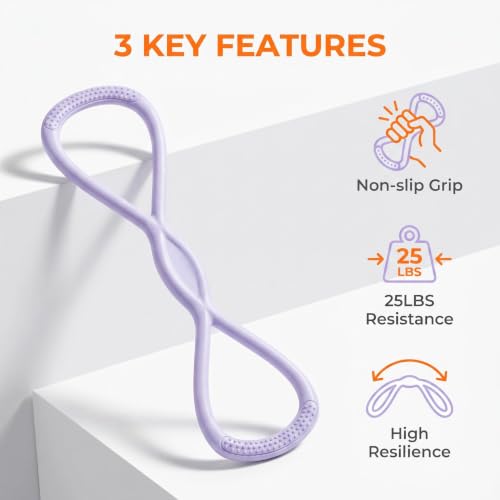 Figure 8 Resistance Band, Figure 8 Resistance Bands for Women Men,Resistance Band Figure for Working Out, Non-Slip Handles, Home Gym, Yoga & Physical Therapy - color: 25 LBS PURPLE