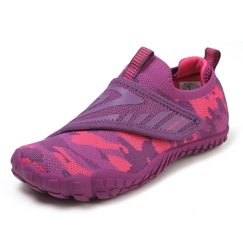 KUBUA Versatile Kids Water Shoes Boys Girls Quick Dry Swim Aqua Socks | Wide Toe Box, Lightweight, Barefoot-Style, Breathable, Beach, Pool, Kayak, Water Parks, Hiking, Toddler, Little Kid, Big Kid - color: Purple, size: 9 Toddler