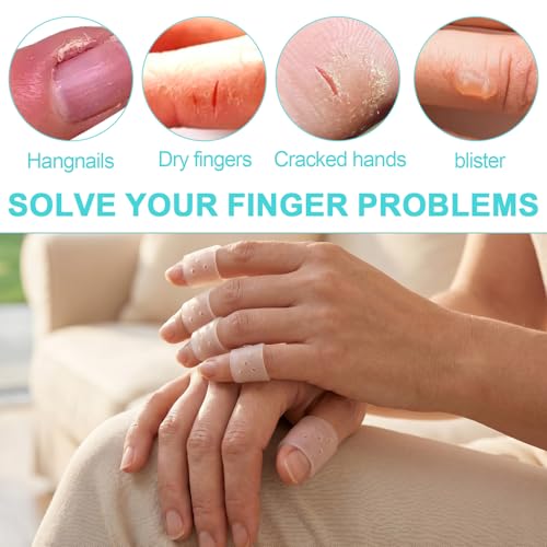 12pcs Silicone Finger Covers for Skin Picking, Breathable Stop Nail Biting Finger Guard with Air Holes, Reusable Non-Slip Finger Cots Sleeves for Cuticle Protection Anti Skin Picking - Clear