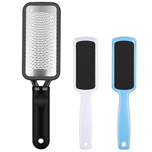3 Pcs Foot File Callus Remover, Stainless Steel Foot Rasp and Double Sided Heel Files Foot Scrubber for Dead Skin, Hard Cracked Heels & Rough Feet
