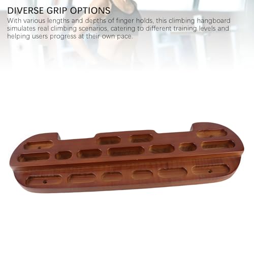 Naroote Wooden Hangboard, Climbing Fingerboard for Grip Strengthening & Pull Up Training, Various Lengths & Depths of Finger Holds for Comfort & Safety