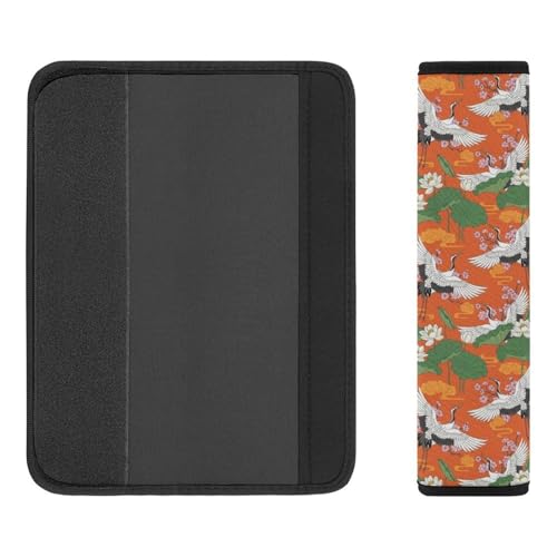 1 Pair Soft Padded Seat Belt Cover for Child, Most Cars, Japanese Crane Shoulder Harness Cover, Neck and Shoulder Support - color: Pattern 1208