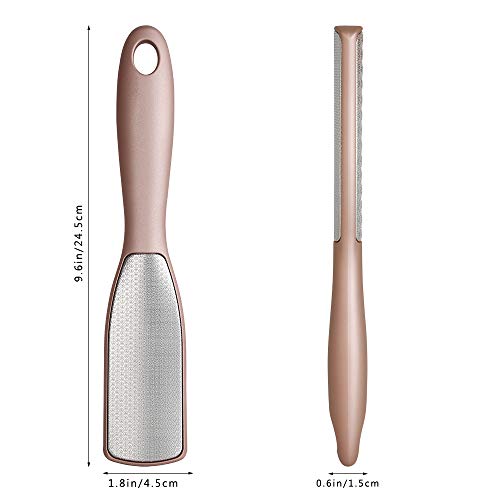 BEZOX Foot File Callus Remover, Double Sided Foot Scrubber for Dead Skin, Stainless Steel Pedicure File for Cracked Heel W/Cloth Storage Bag & Gift Box - style: Rose Golden