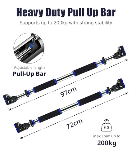Pull Up Bar for Doorway Chin Up Bar, No Screws Door Frame Width Locking Adjustable 72-97cm (28-38 in) Body Fitness Training Equipment, Strength Training Pull-up Bars for Home Gym, Max Load 440lb