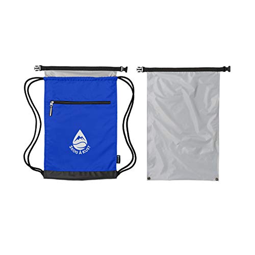 Skog Å Kust GymSak | Patented 2-in-1 Drawstring Cinch Bag with Removable Waterproof Dry Bag | Blue & Grey - color: Navy Blue