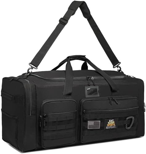 135L Extra Large Duffle Bag, Heavy Duty Sports Gym Travel Duffel Bag | for Basketball, Baseball, Hockey, Football, Helmets, and Pads - color: Black