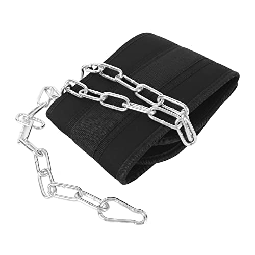 Adjustable Dip Belt, Heavy Duty Dip Belt with Chain and Carabiner for Dips Pull Ups Weightlifting Exercises, Premium Fabric Weighted Belt for Men and Women