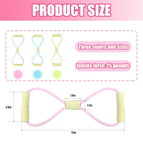 Figure 8 Fitness Resistance Bands with Handles, Yoga Resistance Band Stretch Fitness Band, Chest Expander, for Arm and Shoulder Stretch, Rope 8 Word Elastic for Women and Men（3 Pack）