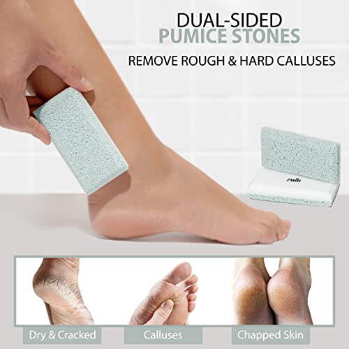 Glass Pumice Stone Callus Remover for Feet, Elbows, Hands, and Knees, Spain Made - 2 in 1 Pedicure Exfoliator and Scrubber for Rough, Hard Skin (Teal Color) - style: Teal - 2 Count ( Pack of 1)