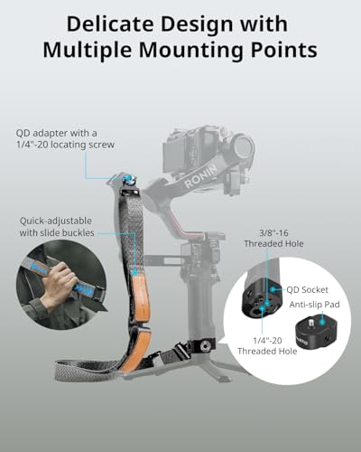 SmallRig Quick Release Plate for Arca Swiss, with 1/4"-20 & 3/8"-16 Screw | for DJI RS 5, RS4 Pro, RS4, RS3 Pro, RS3, RS2 - style: Gimbal Handle Strap(Grey)
