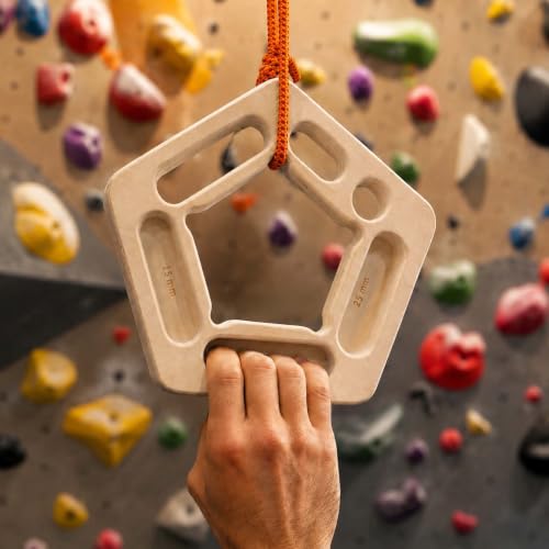 2-Pack Portable Wooden Climbing Hangboards for Finger and Grip Training | Two birch boards with ropes feature 10/15/20/25 mm pockets and finger slots for warm-ups, grip strength and pull training.