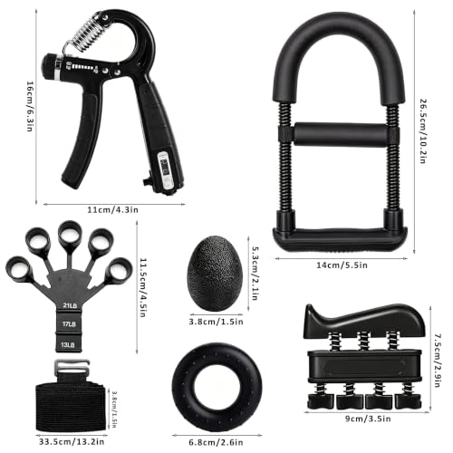 Hand Grip Strength Trainer Kit Wrist and Forearm Developer Strengthener - color: Pure Black