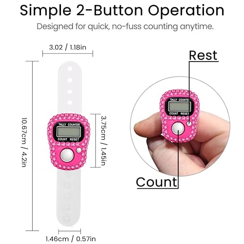 Amble Clicker Counter with Rhinestone, 5-Digit Tally Counter Clicker, Clickers for Lap, Pitch, Golf, Knitting, People Counting, Tasbih, Ideal Gift - style: 12 Pack-Clicker Counter with Rhinestone