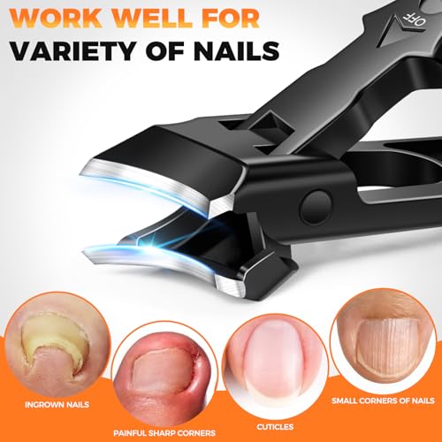 Nail Clippers for Men Thick Nails, Heavy Duty Slanted Toenail Clippers for Seniors Ingrown Toenails with Safety Lock, Large Fingernail Clipper Long Handle Nail Cutter Gifts for Men Women Adults, Black - style: Black Slanted Nail Clippers
