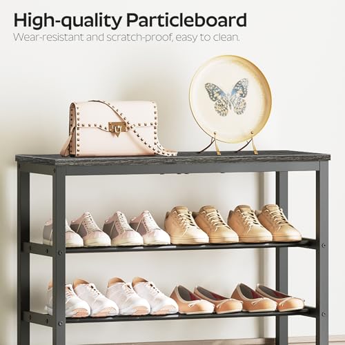 8 Tier Tall Shoe Rack, Large-Capacity Shoe Storage Organizer, Free Standing Shoe Shelf for Closet, Adjustable Metal Shoe Racks Organizer for 32 Pairs of Shoes, Charcoal and Black SS78BC